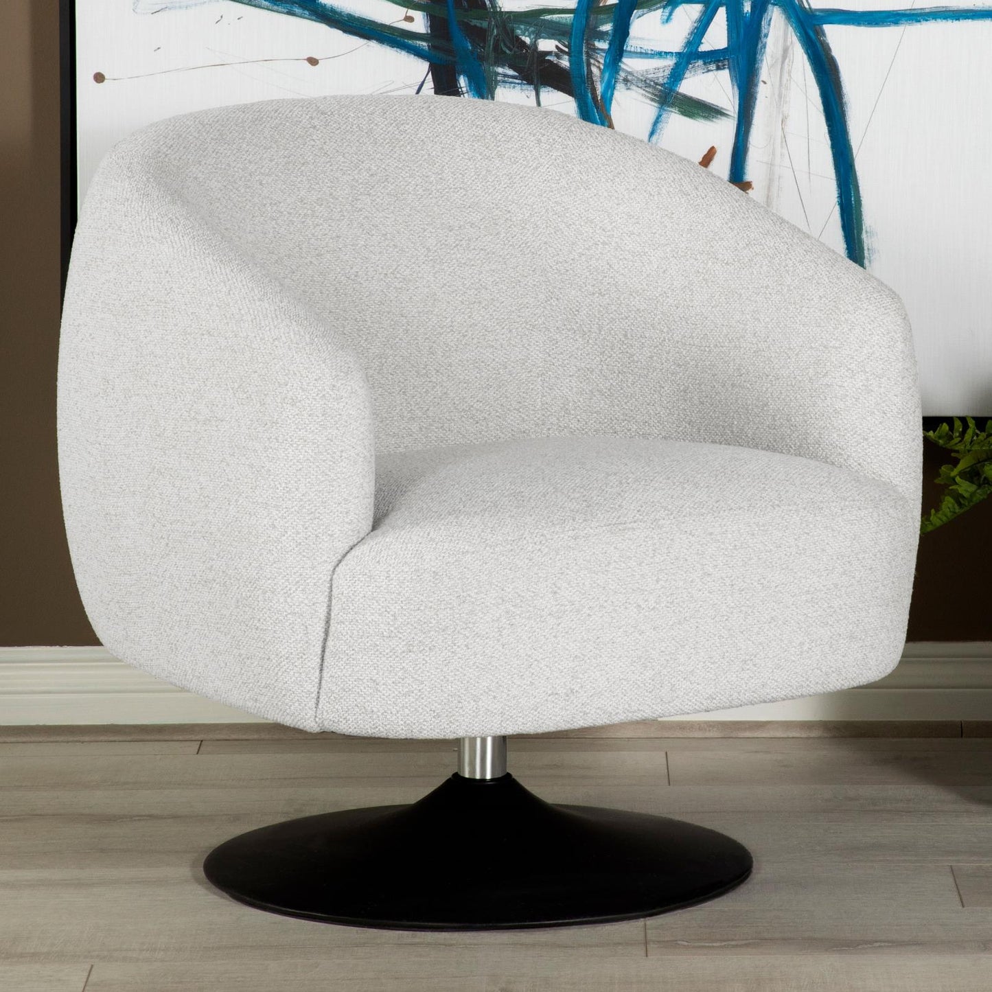 Dave Beige/Matte Black Upholstered Swivel Accent Chair - 905739 - Luna Furniture - Dallas Store