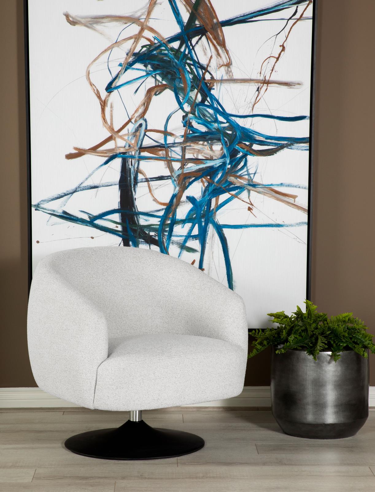 Dave Beige/Matte Black Upholstered Swivel Accent Chair - 905739 - Luna Furniture - Dallas Store