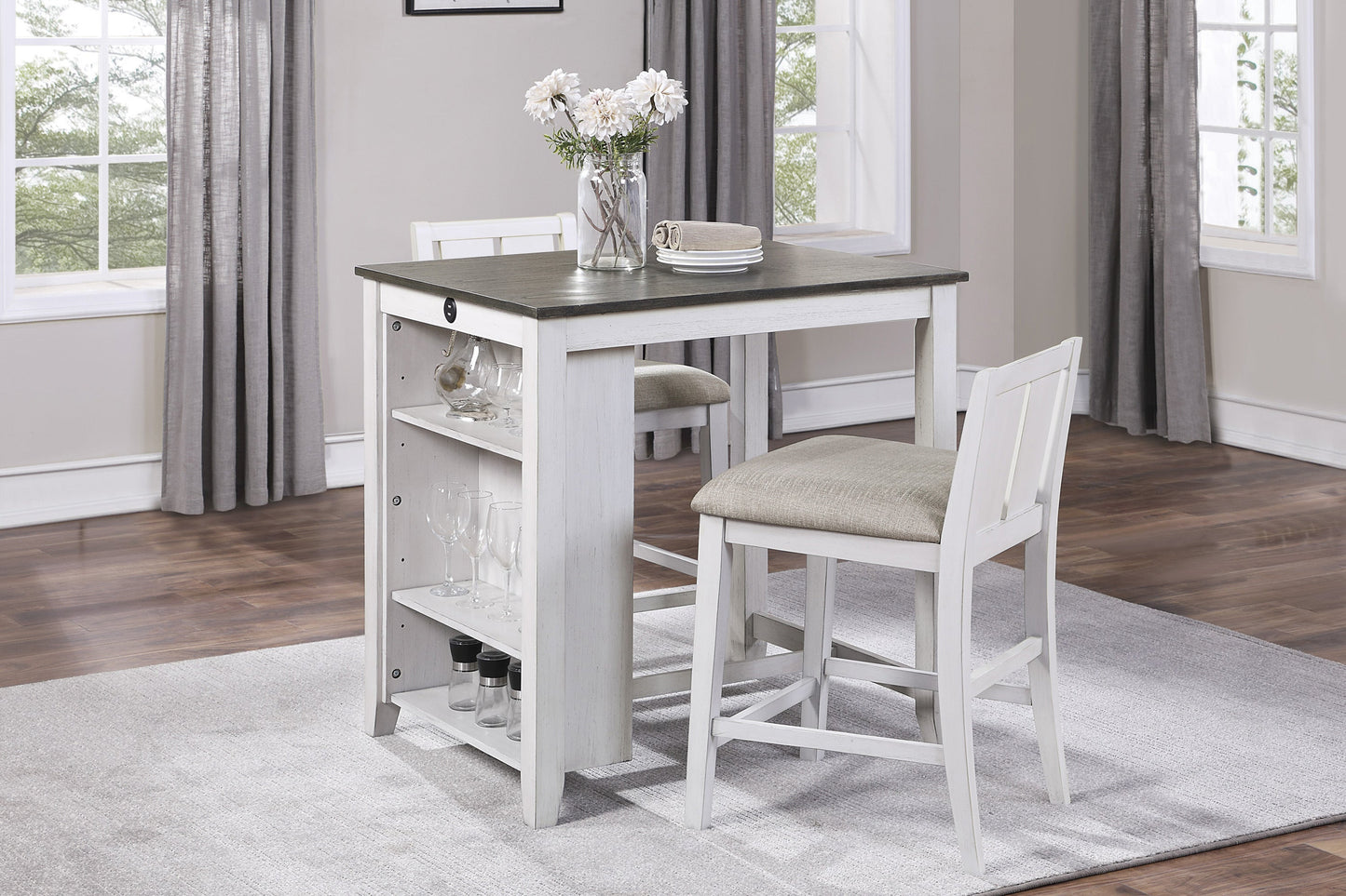 Daye White/Gray 3-Piece Counter Height Set - 5773WH-32 - Luna Furniture - Dallas Store