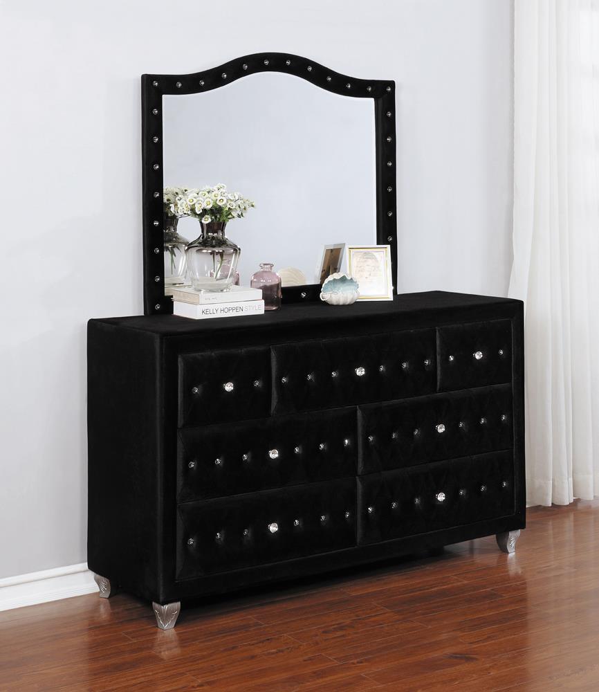 Deanna Black Button Tufted Mirror - 206104 - Luna Furniture - Dallas Store