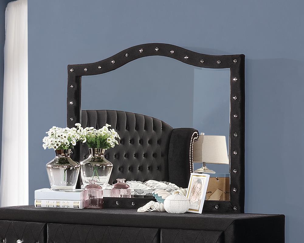 Deanna Black Button Tufted Mirror - 206104 - Luna Furniture - Dallas Store