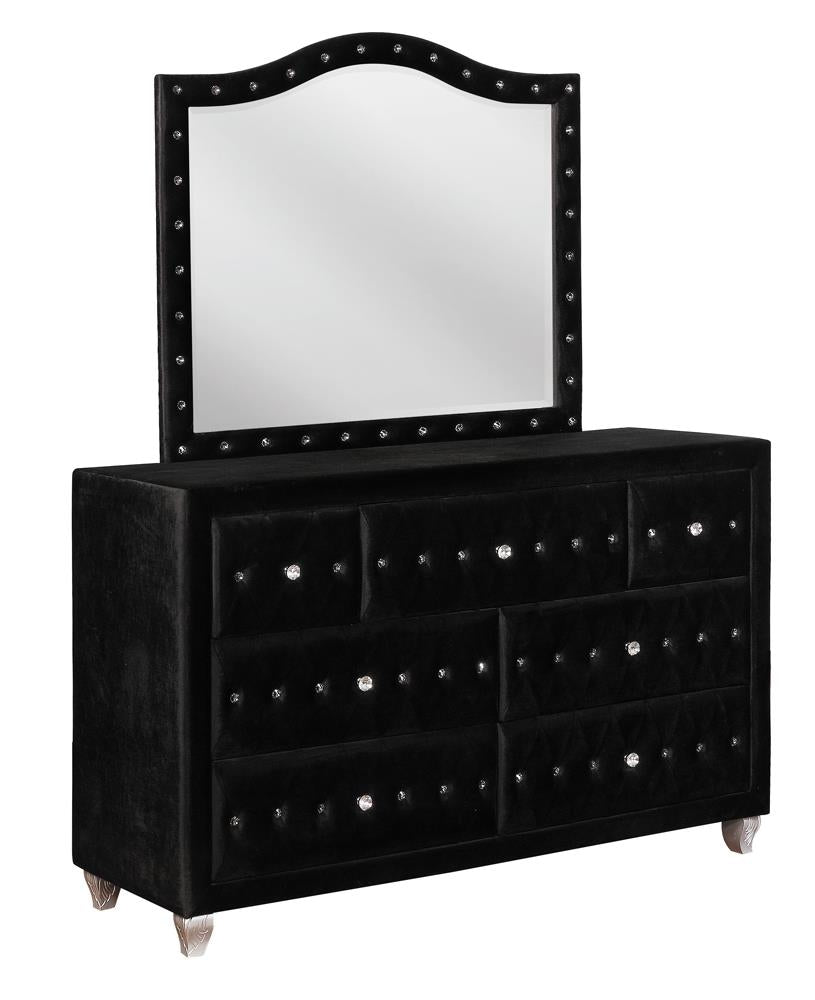 Deanna Black Button Tufted Mirror - 206104 - Luna Furniture - Dallas Store