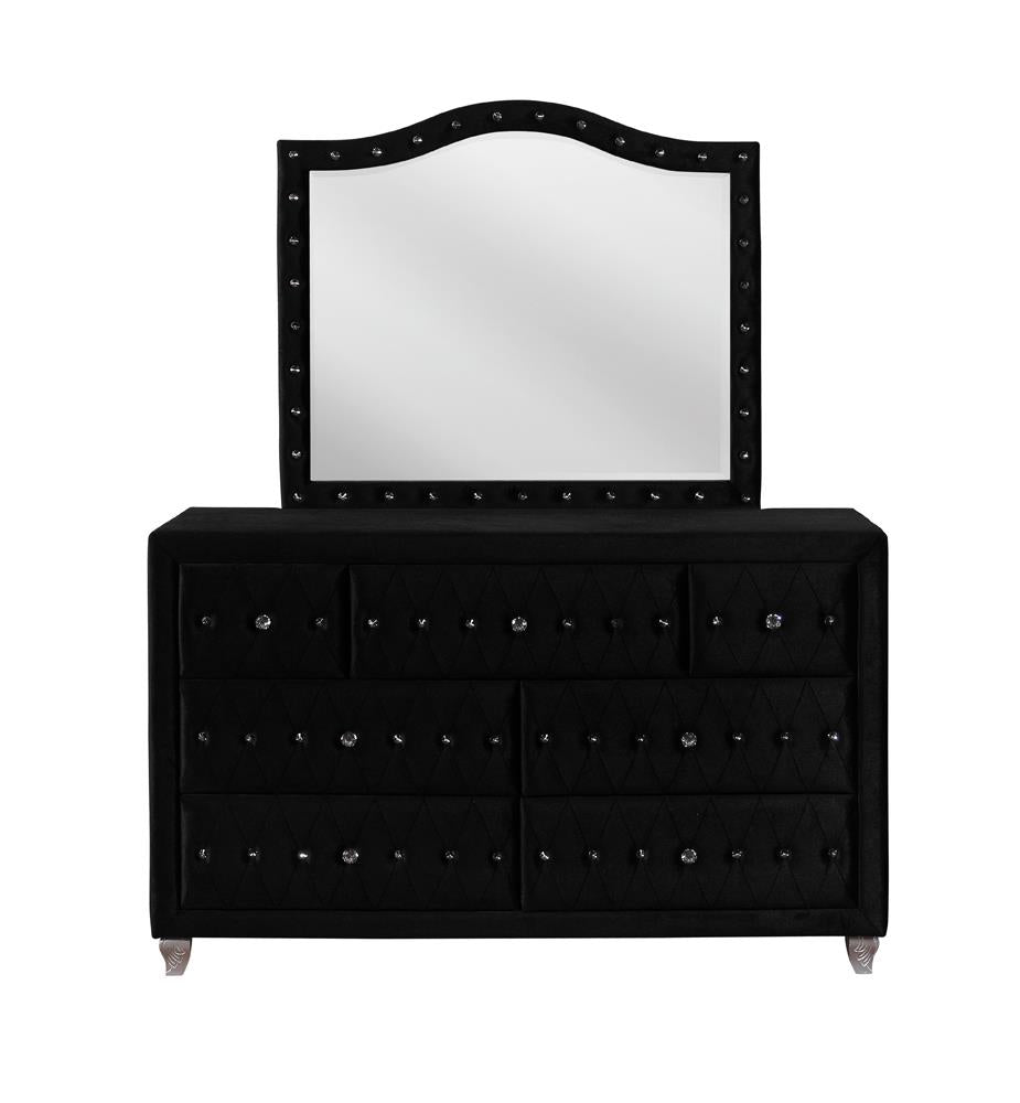 Deanna Black Button Tufted Mirror - 206104 - Luna Furniture - Dallas Store