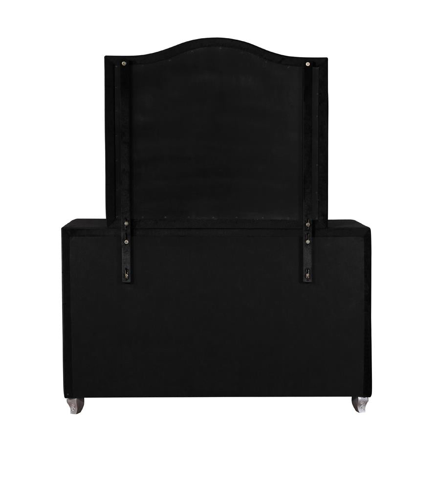 Deanna Black Button Tufted Mirror - 206104 - Luna Furniture - Dallas Store