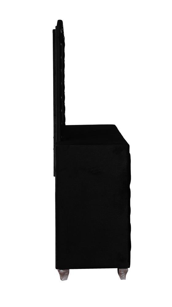 Deanna Black Button Tufted Mirror - 206104 - Luna Furniture - Dallas Store