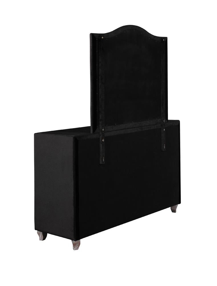 Deanna Black Button Tufted Mirror - 206104 - Luna Furniture - Dallas Store