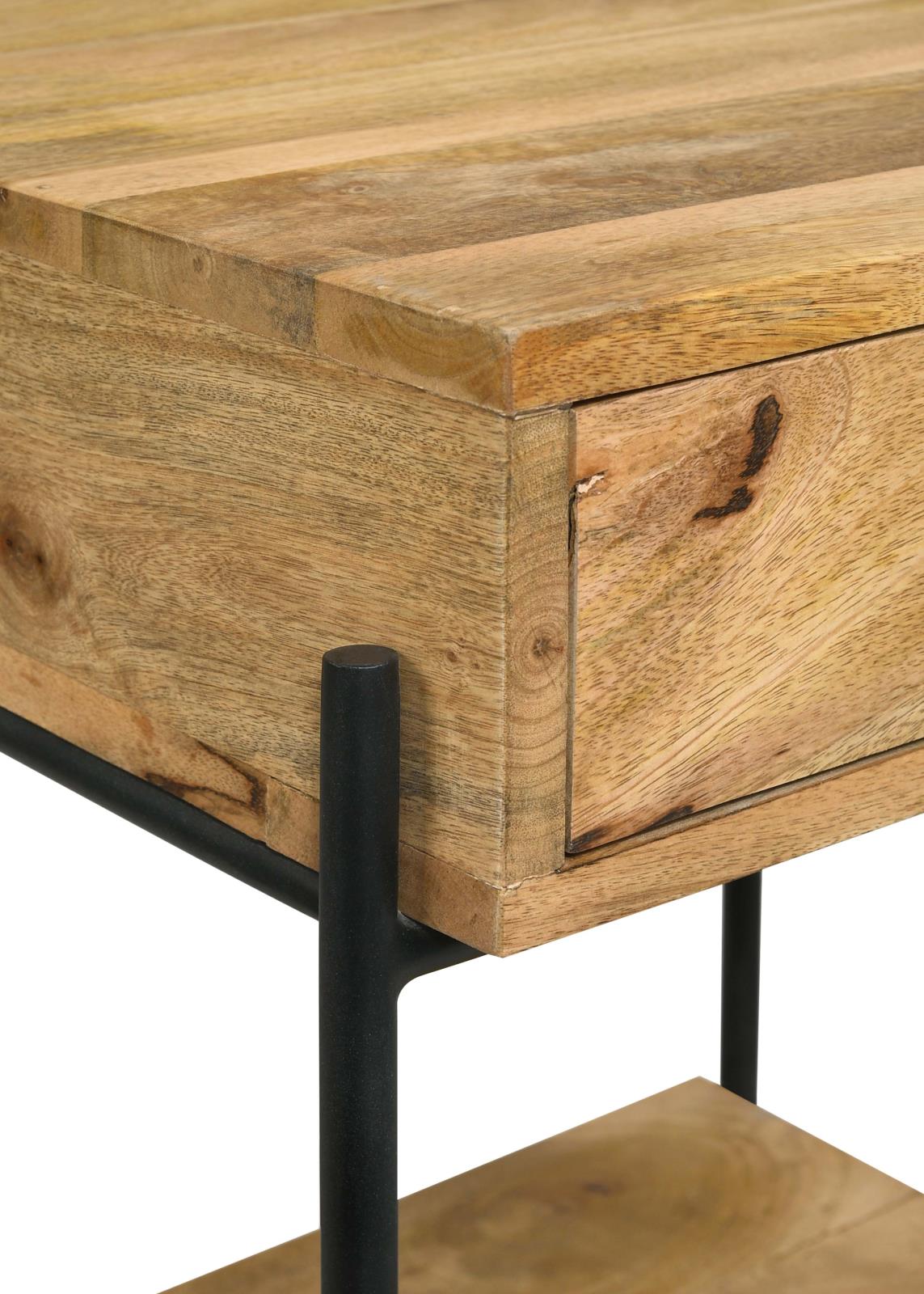 Declan Natural Mango/Black 1-Drawer Accent Table with Open Shelf - 959556 - Luna Furniture - Dallas Store