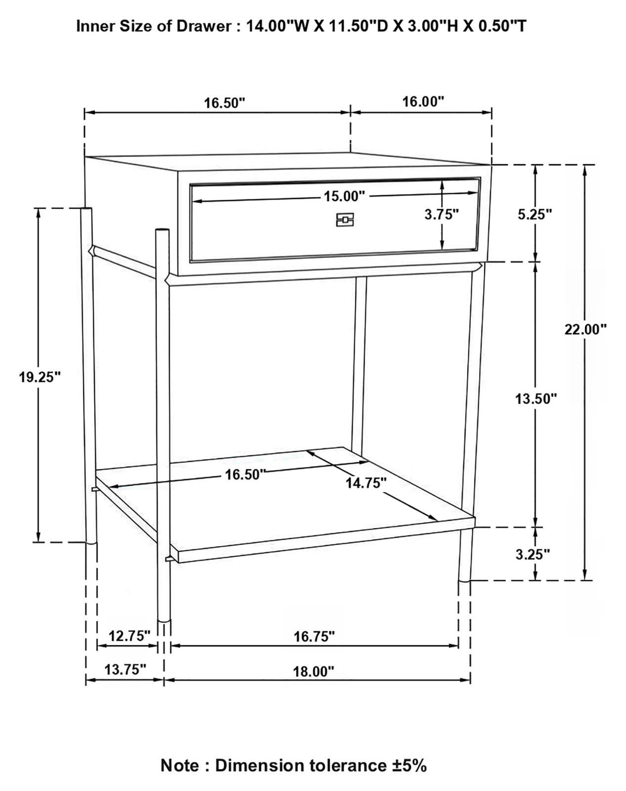 Declan Natural Mango/Black 1-Drawer Accent Table with Open Shelf - 959556 - Luna Furniture - Dallas Store