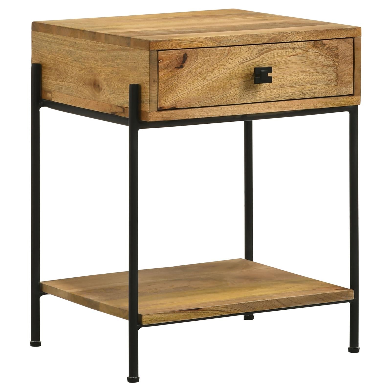Declan Natural Mango/Black 1-Drawer Accent Table with Open Shelf - 959556 - Luna Furniture - Dallas Store