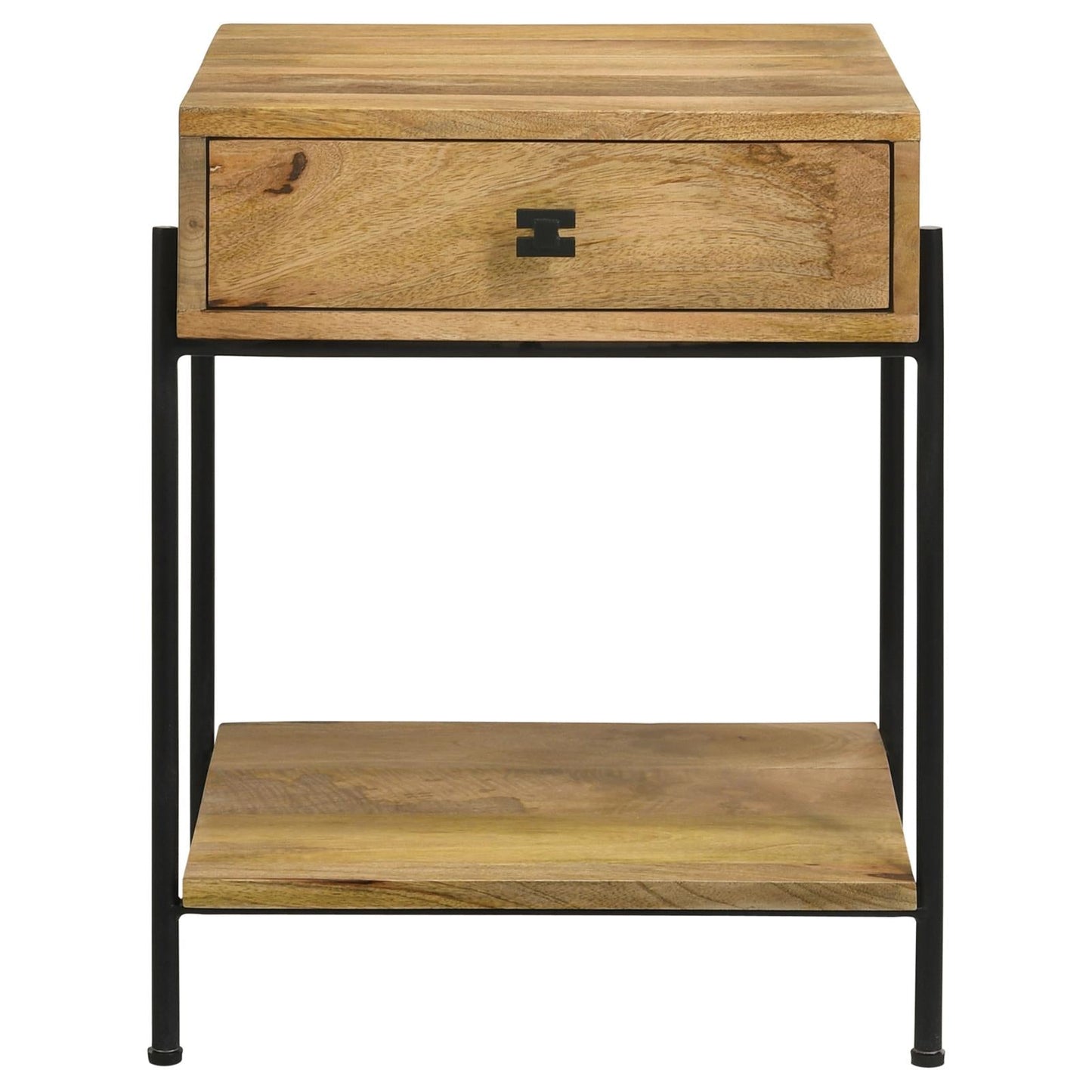 Declan Natural Mango/Black 1-Drawer Accent Table with Open Shelf - 959556 - Luna Furniture - Dallas Store