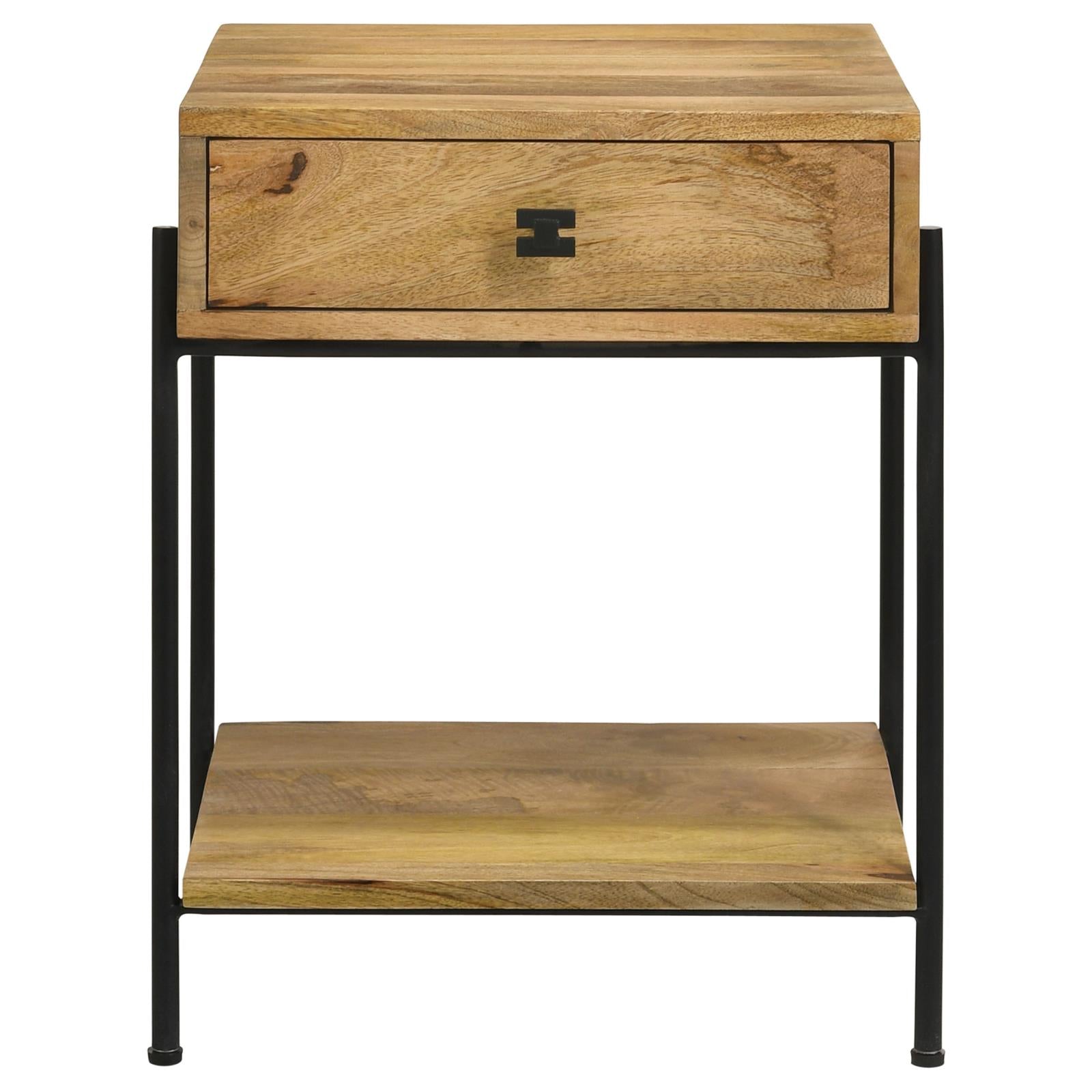 Declan Natural Mango/Black 1-Drawer Accent Table with Open Shelf - 959556 - Luna Furniture - Dallas Store