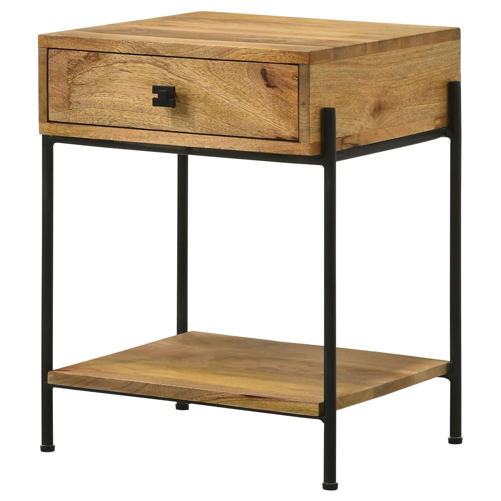 Declan Natural Mango/Black 1-Drawer Accent Table with Open Shelf - 959556 - Luna Furniture - Dallas Store