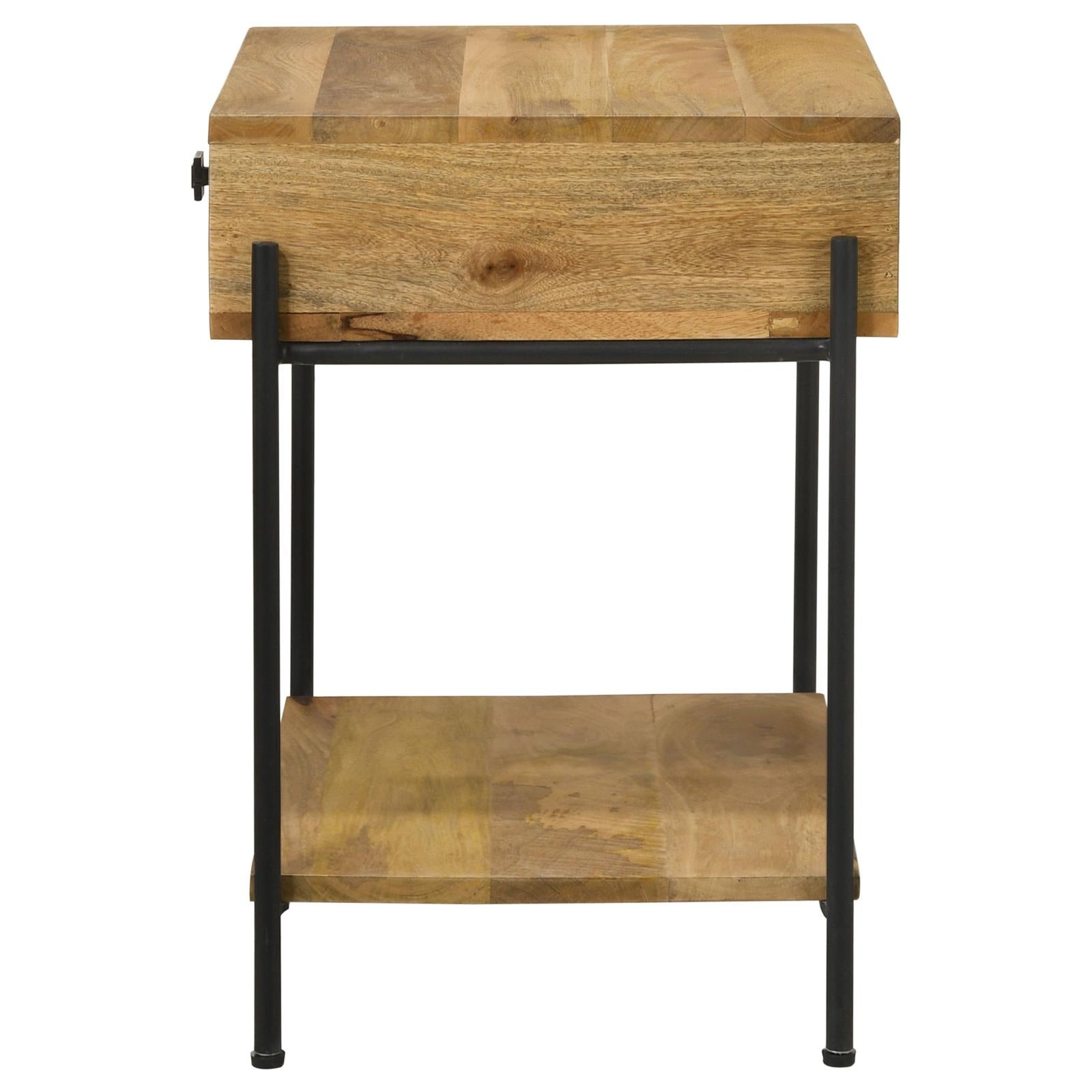 Declan Natural Mango/Black 1-Drawer Accent Table with Open Shelf - 959556 - Luna Furniture - Dallas Store