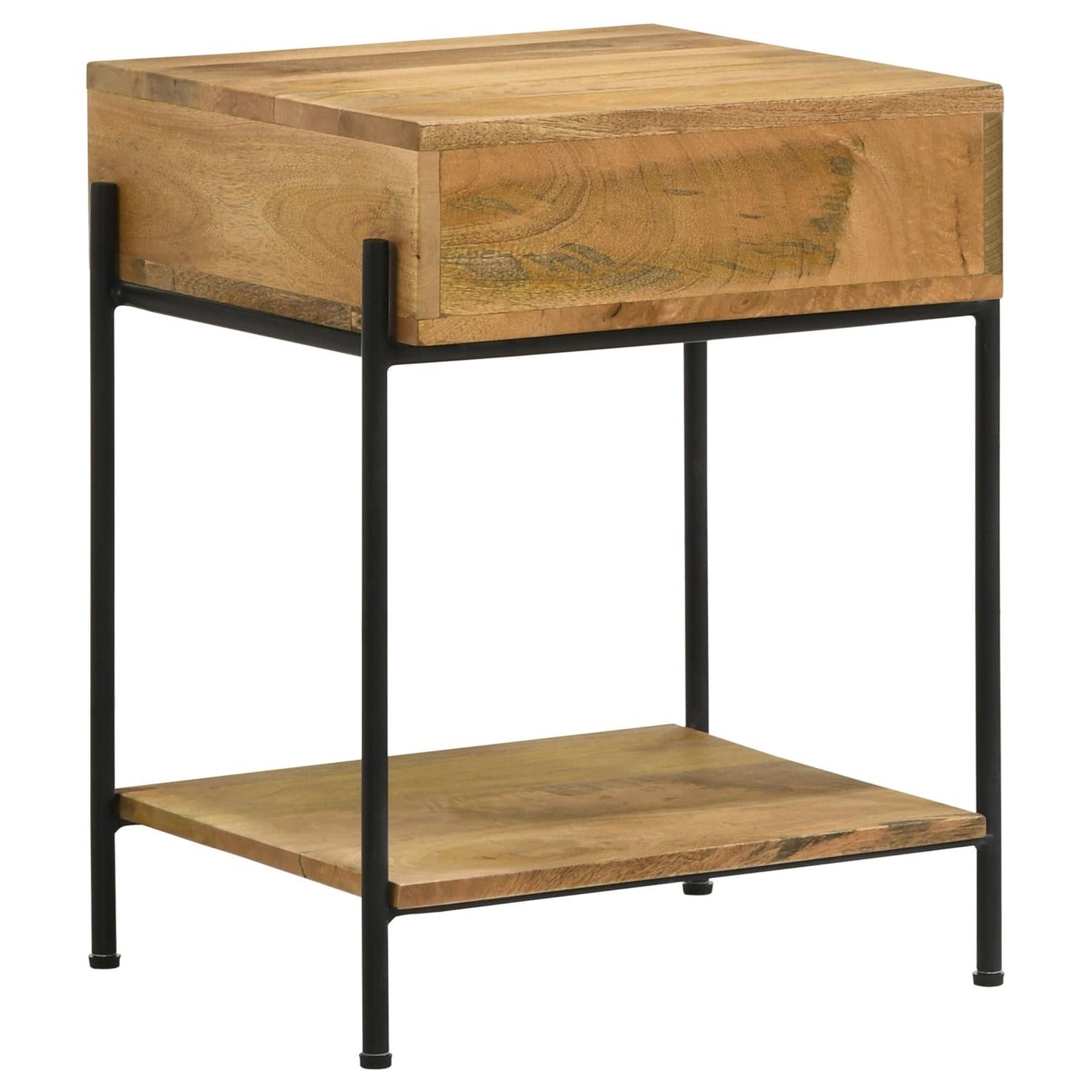 Declan Natural Mango/Black 1-Drawer Accent Table with Open Shelf - 959556 - Luna Furniture - Dallas Store