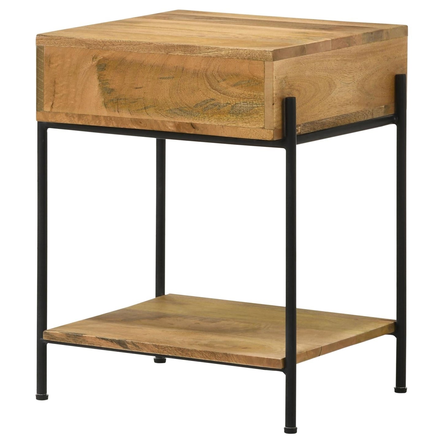 Declan Natural Mango/Black 1-Drawer Accent Table with Open Shelf - 959556 - Luna Furniture - Dallas Store