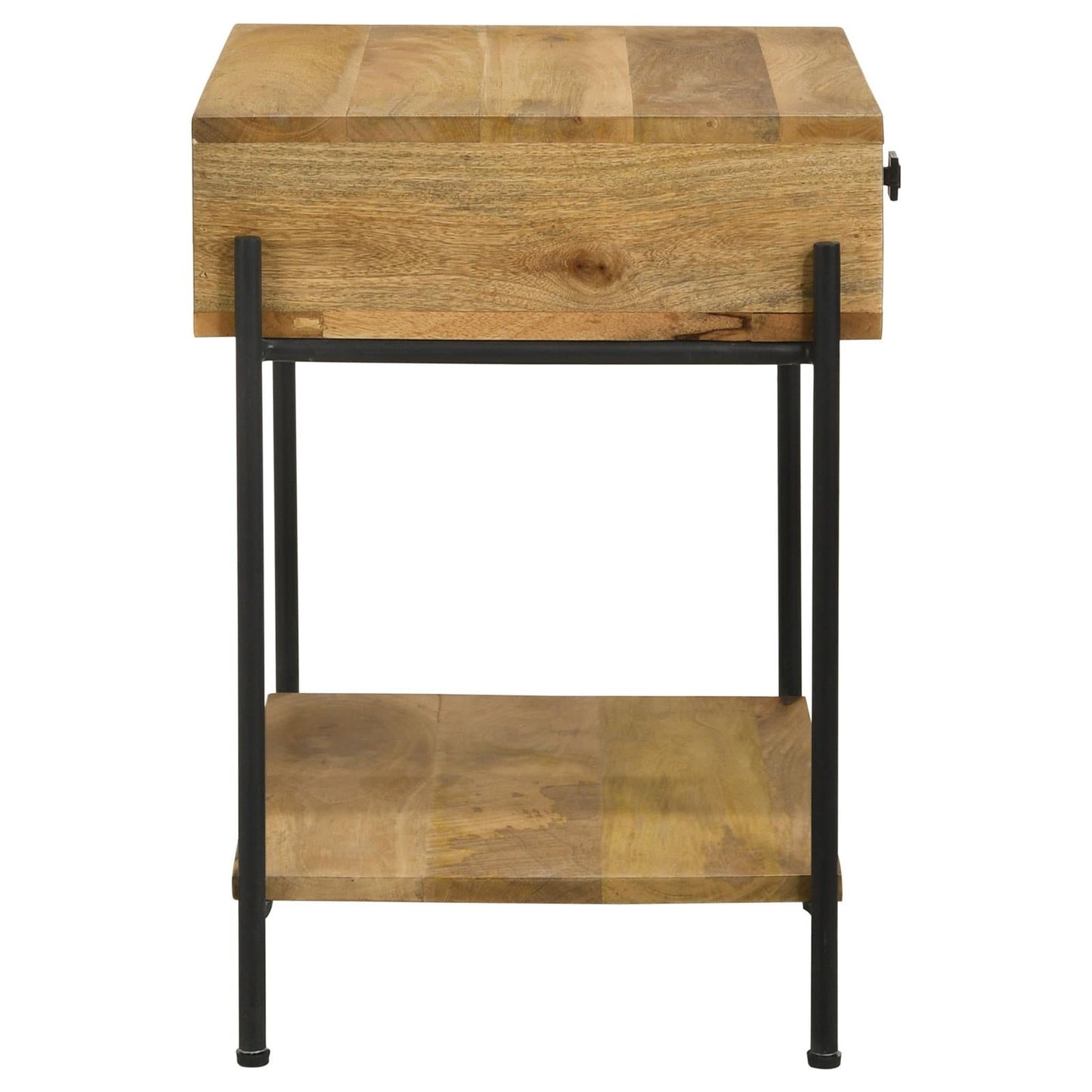 Declan Natural Mango/Black 1-Drawer Accent Table with Open Shelf - 959556 - Luna Furniture - Dallas Store