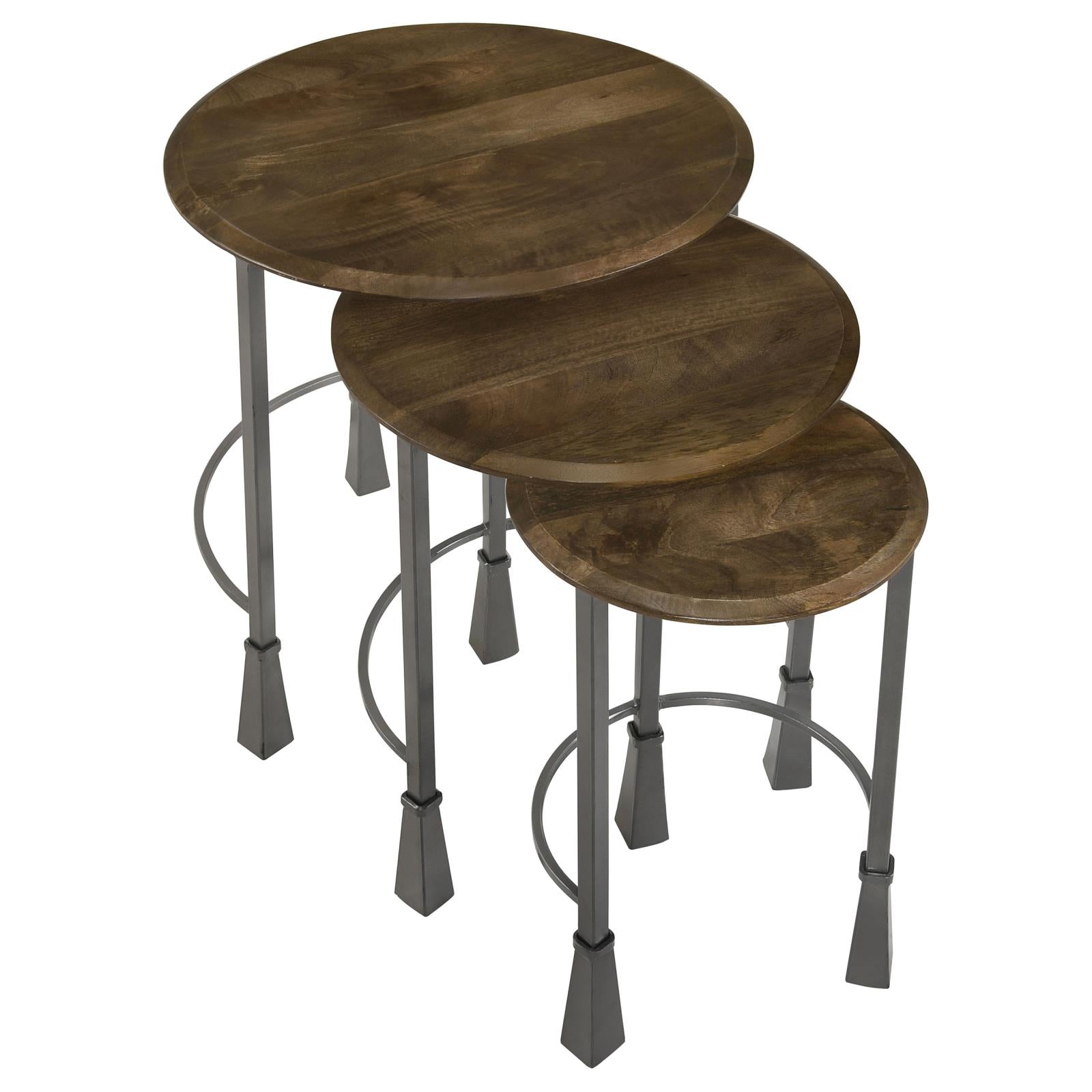 Deja 3-Piece Round Nesting Table Natural/Gunmetal - 935971 - Luna Furniture - Dallas Store