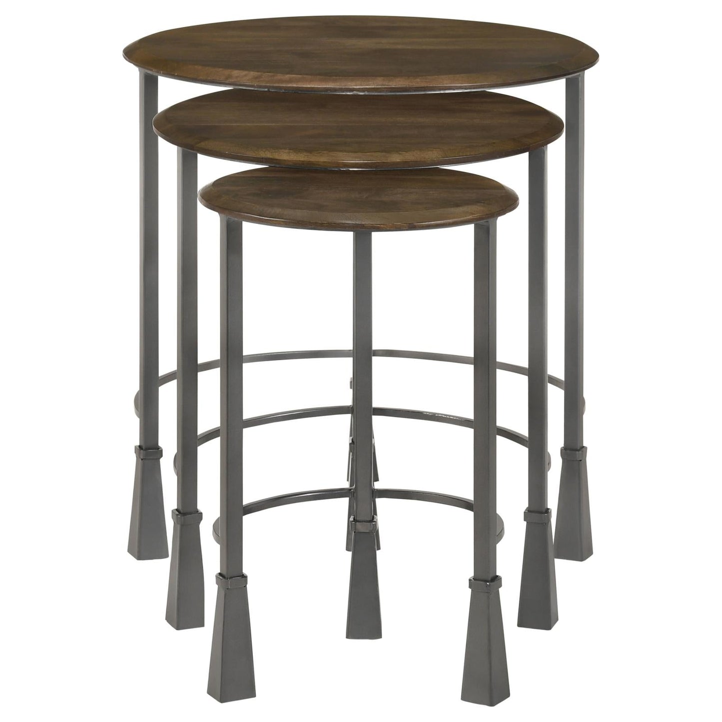 Deja 3-Piece Round Nesting Table Natural/Gunmetal - 935971 - Luna Furniture - Dallas Store
