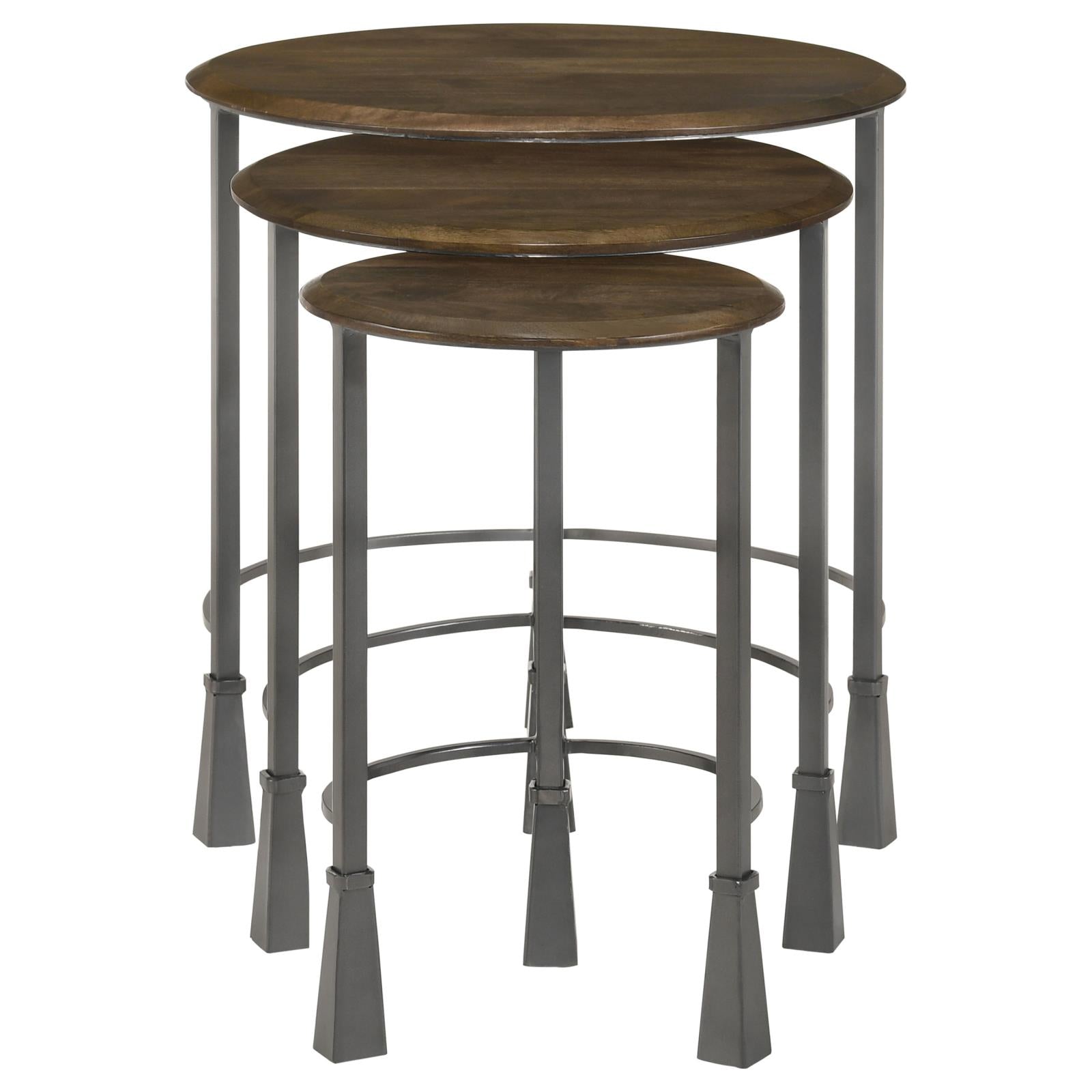 Deja 3-Piece Round Nesting Table Natural/Gunmetal - 935971 - Luna Furniture - Dallas Store