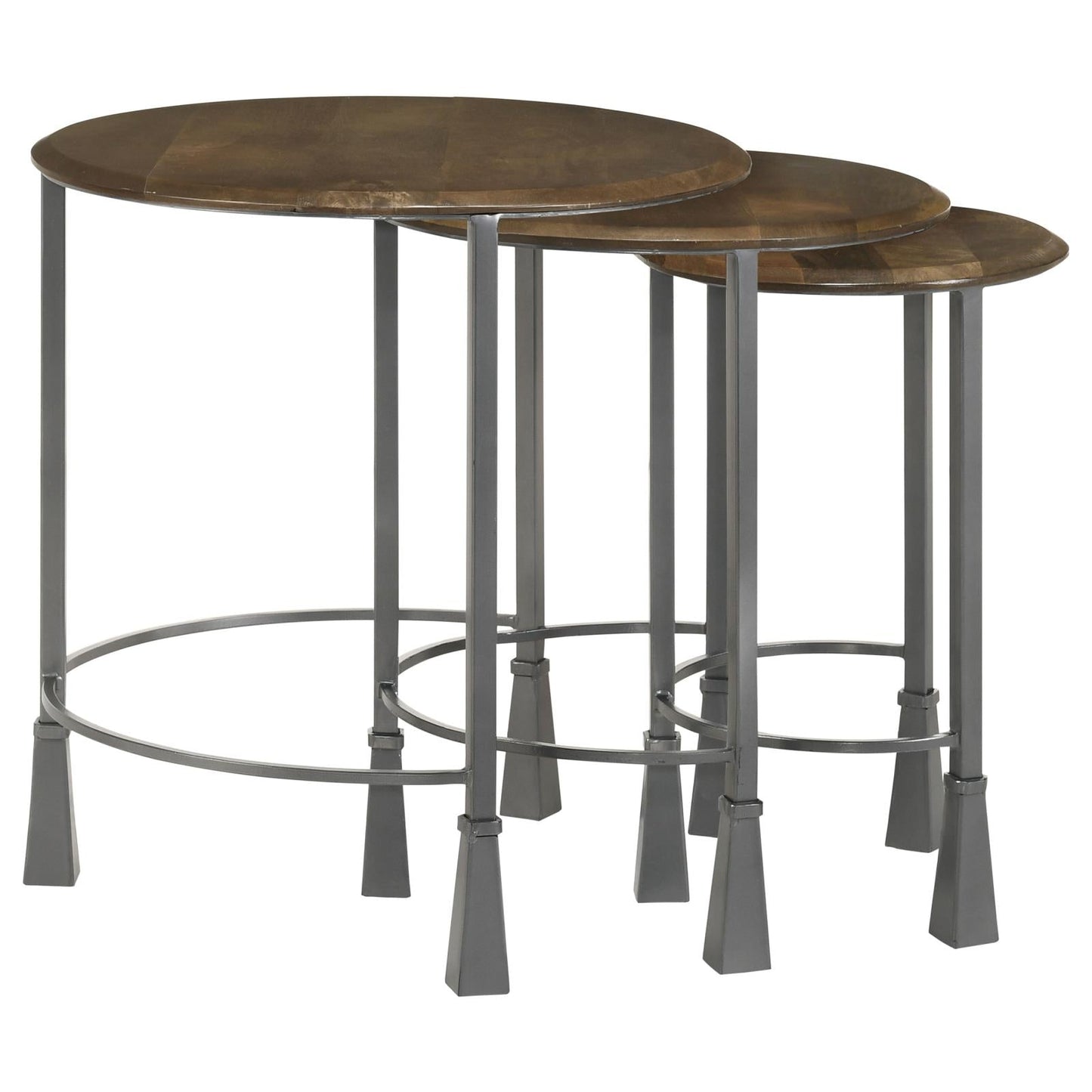 Deja 3-Piece Round Nesting Table Natural/Gunmetal - 935971 - Luna Furniture - Dallas Store