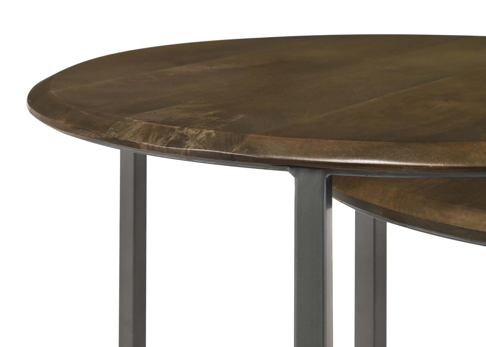Deja 3-Piece Round Nesting Table Natural/Gunmetal - 935971 - Luna Furniture - Dallas Store