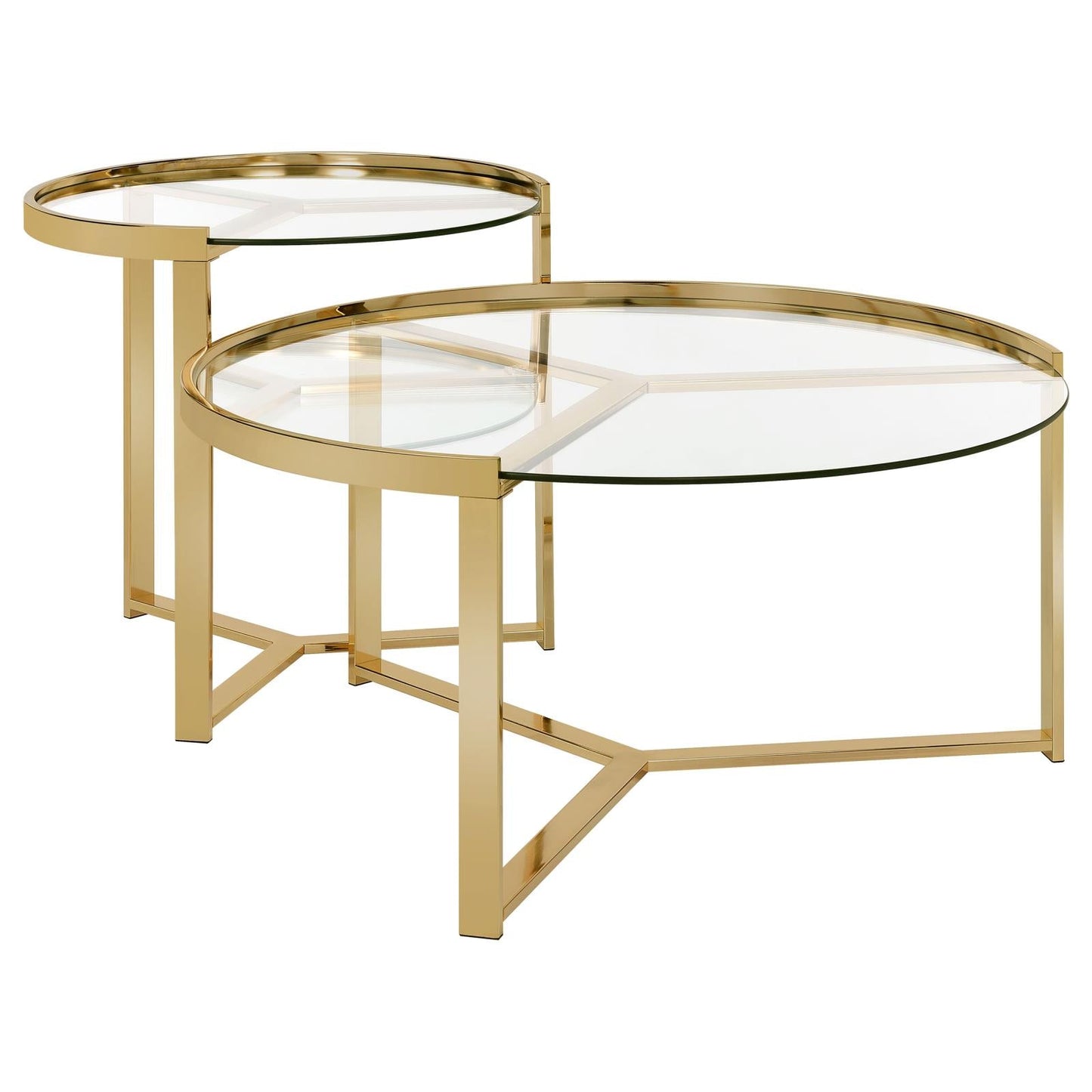 Delia 2-Piece Round Nesting Table Clear/Gold - 930251 - Luna Furniture - Dallas Store