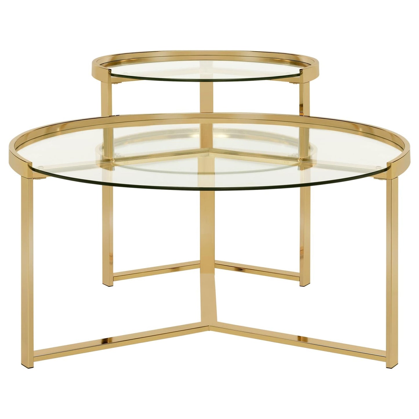 Delia 2-Piece Round Nesting Table Clear/Gold - 930251 - Luna Furniture - Dallas Store