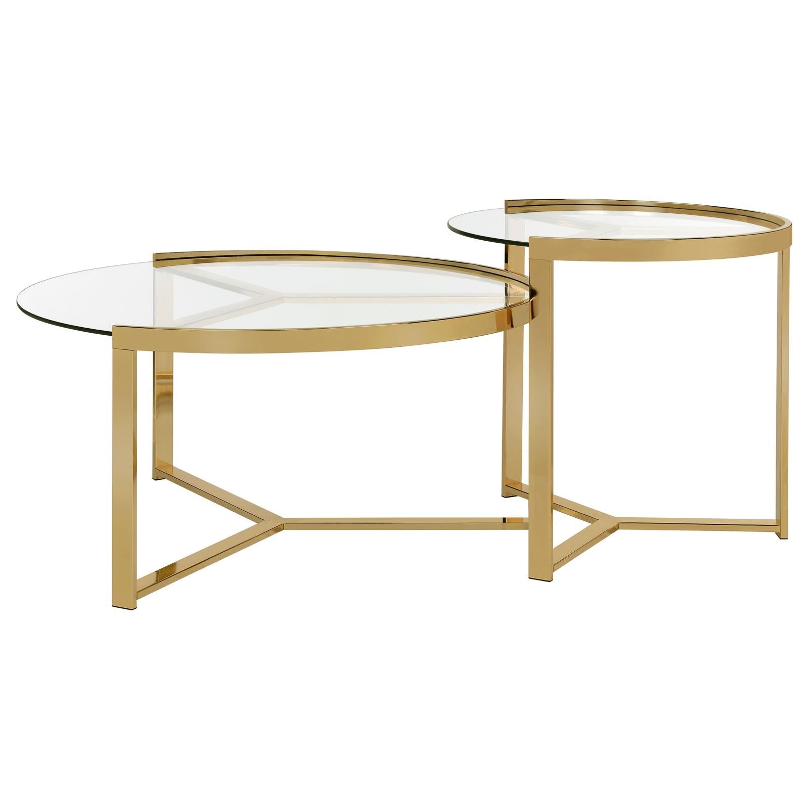 Delia 2-Piece Round Nesting Table Clear/Gold - 930251 - Luna Furniture - Dallas Store
