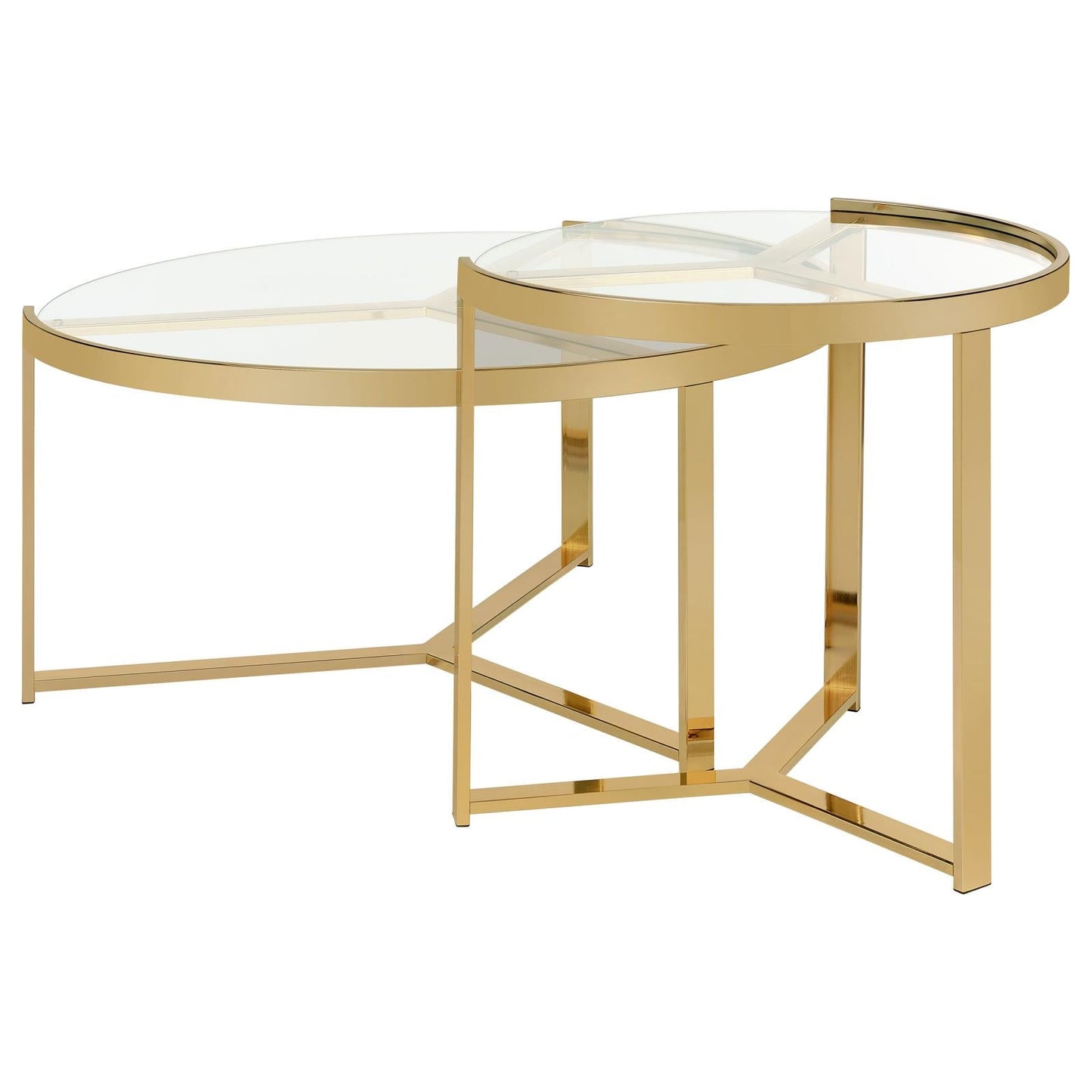 Delia 2-Piece Round Nesting Table Clear/Gold - 930251 - Luna Furniture - Dallas Store