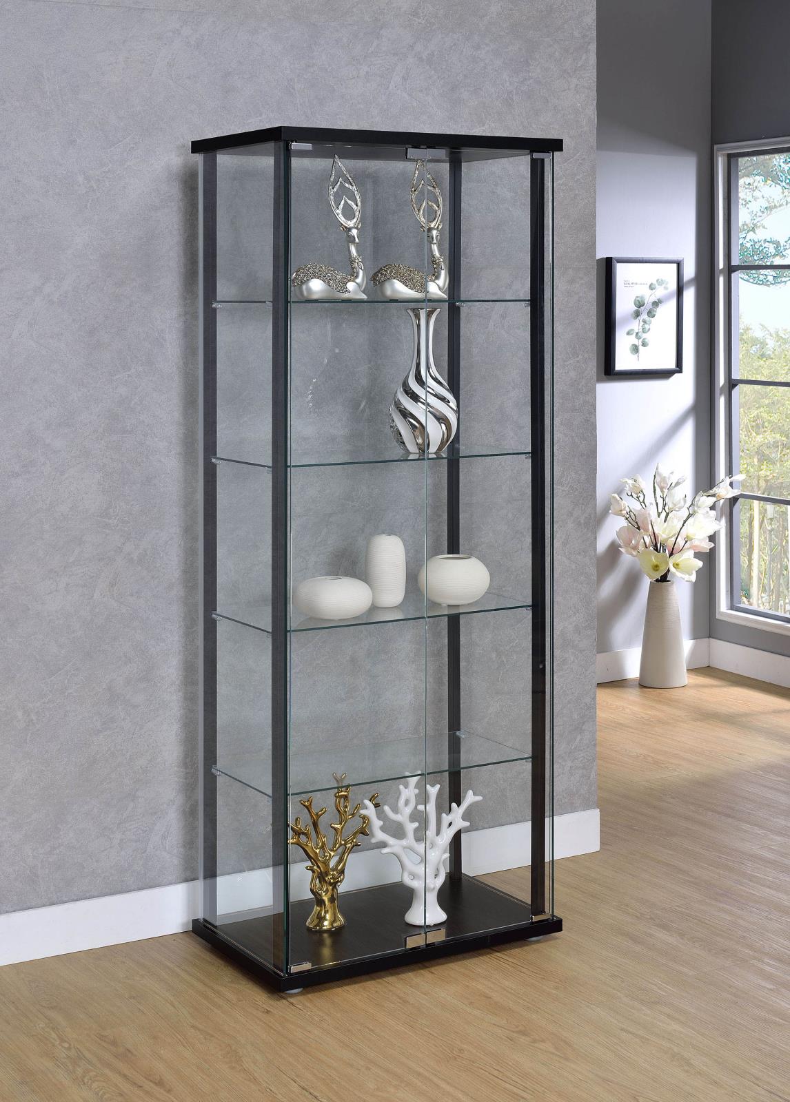 Delphinium Black/Clear 5-Shelf Glass Curio Cabinet - 950170 - Luna Furniture - Dallas Store