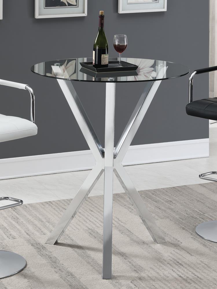 Denali Chrome Round Glass Top Bar Table - 100186 - Luna Furniture - Dallas Store