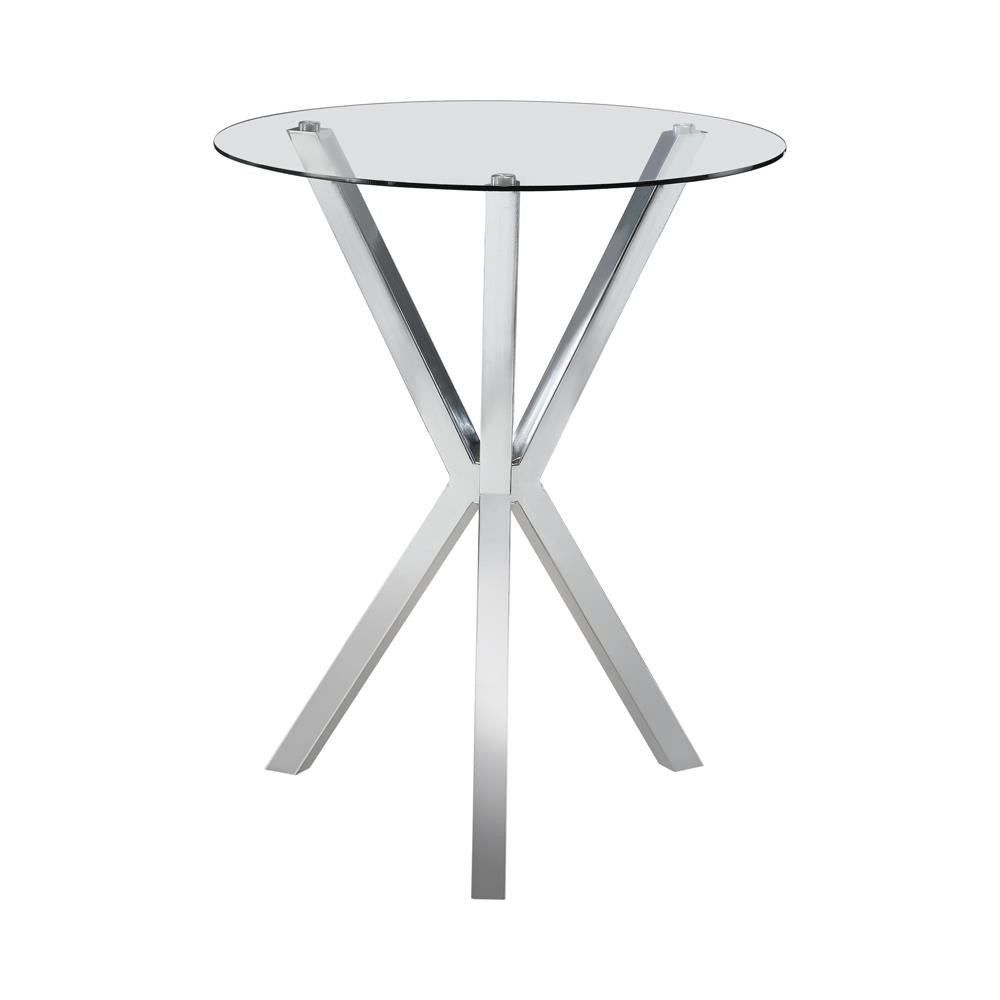 Denali Chrome Round Glass Top Bar Table - 100186 - Luna Furniture - Dallas Store