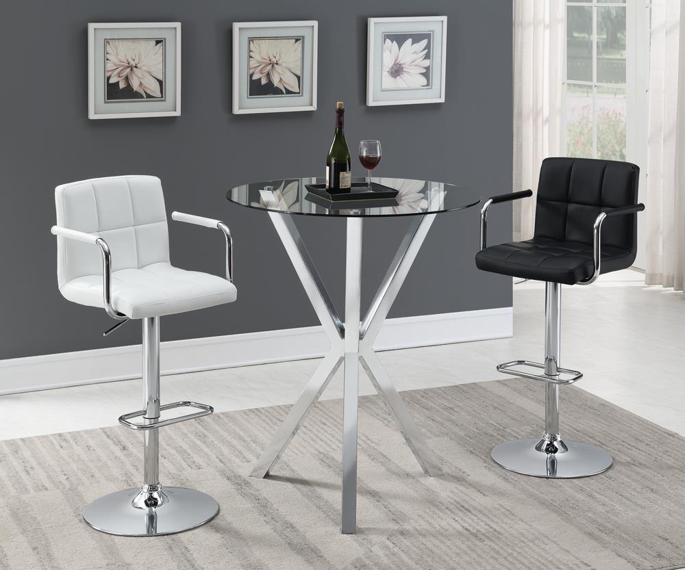 Denali Chrome Round Glass Top Bar Table - 100186 - Luna Furniture - Dallas Store