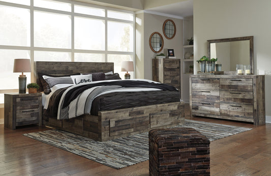 Derekson Multi Gray Double Side/Footboard Storage Platform Bedroom Set - SET | B200-54S | B200-57 | B200-60(2) | B200-92 | B200-46 | B100-13 - Luna Furniture - Dallas Store