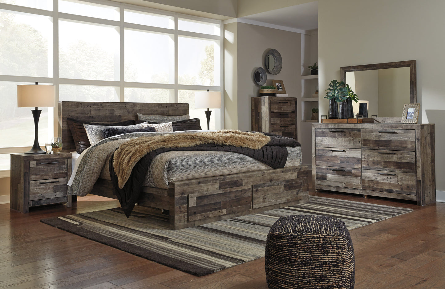 Derekson Multi Gray Footboard Storage Platform Bedroom Set - SET | B200-54S | B200-57 | B200-95 | B200-31 | B200-92 | B100-13 - Luna Furniture - Dallas Store