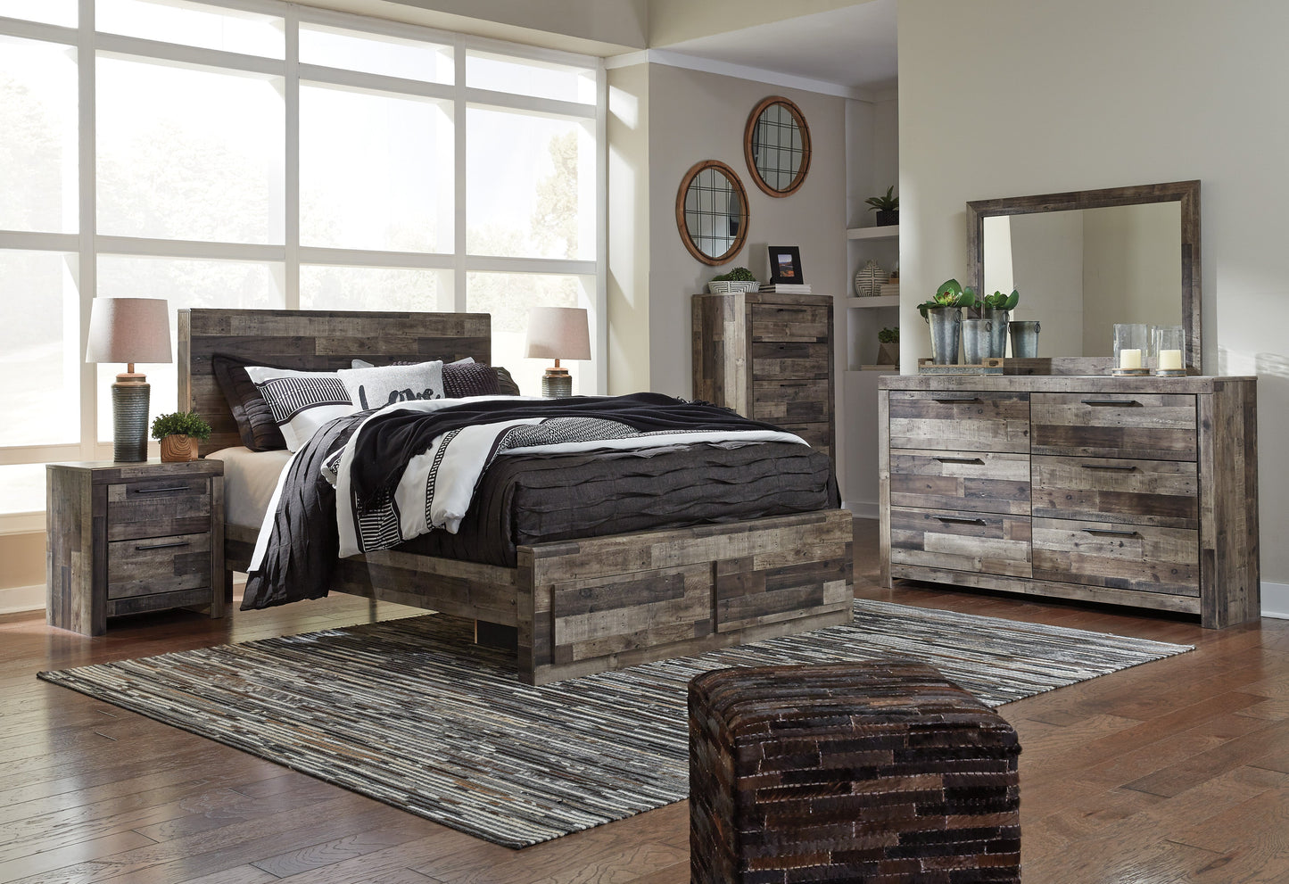 Derekson Multi Gray Footboard Storage Platform Bedroom Set - SET | B200-54S | B200-57 | B200-95 | B200-31 | B200-92 | B100-13 - Luna Furniture - Dallas Store