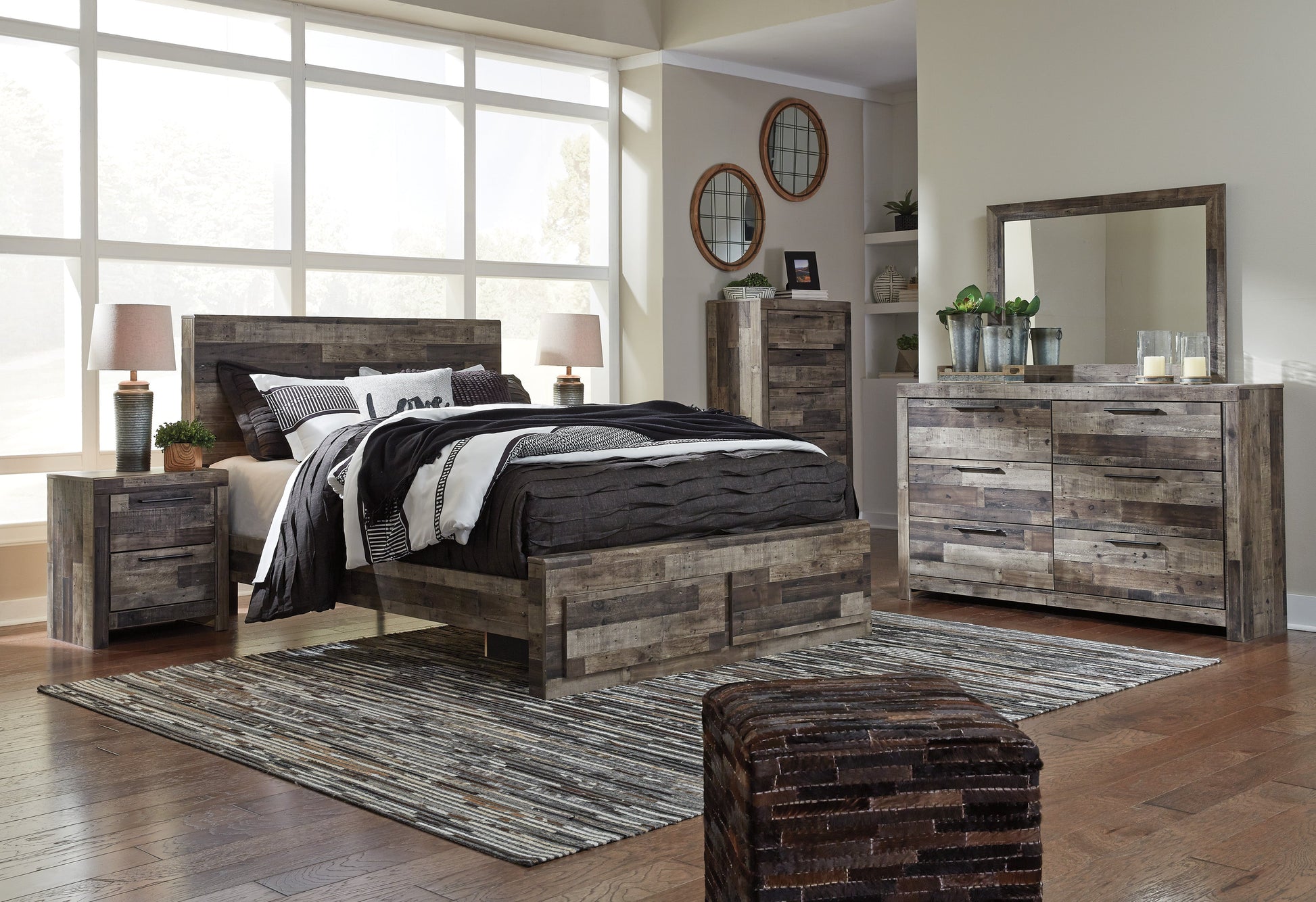 Derekson Multi Gray Footboard Storage Platform Bedroom Set - SET | B200-54S | B200-57 | B200-95 | B200-31 | B200-92 | B100-13 - Luna Furniture - Dallas Store