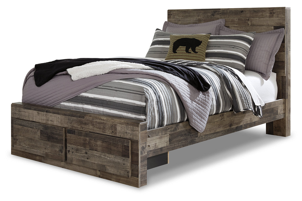Derekson Multi Gray Full Panel Bed with 2 Storage Drawers - SET | B100-12 | B200-84S | B200-87 | B200-89 - Luna Furniture - Dallas Store