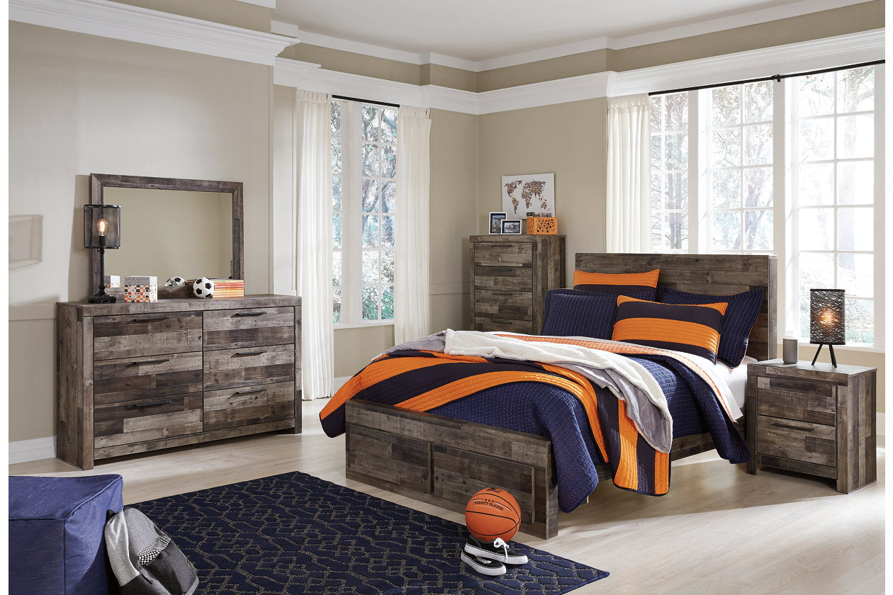 Derekson Multi Gray Full Panel Bed with 2 Storage Drawers - SET | B100-12 | B200-84S | B200-87 | B200-89 - Luna Furniture - Dallas Store