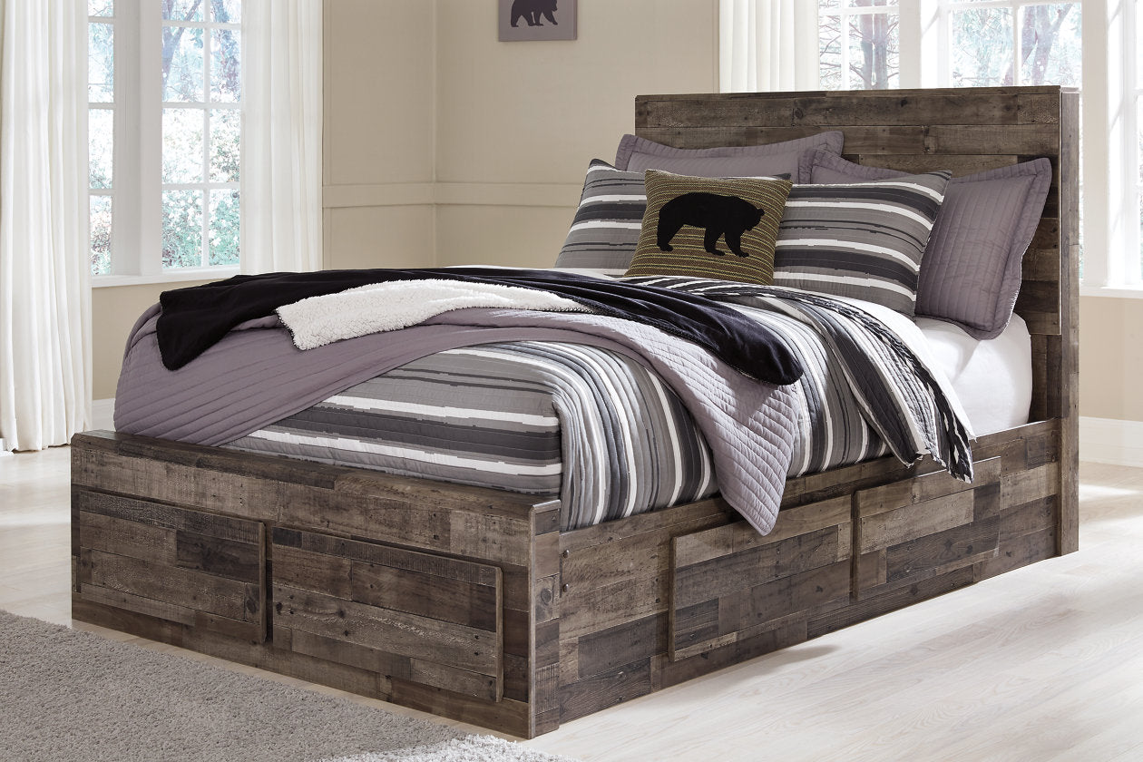 Derekson Multi Gray Full Panel Bed with 6 Storage Drawers - SET | B100-12 | B200-50(2) | B200-84S | B200-87 - Luna Furniture - Dallas Store