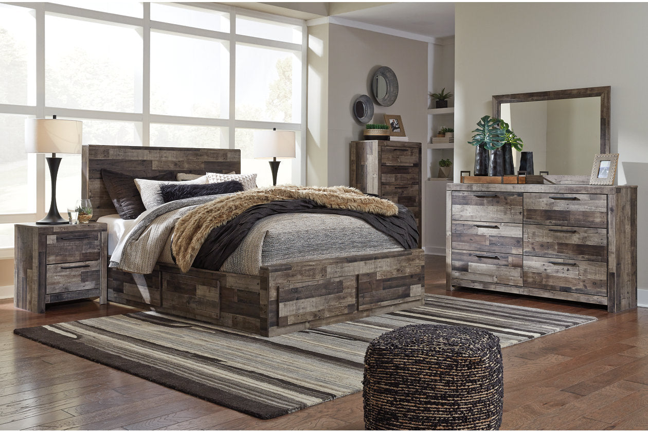 Derekson Multi Gray Full Panel Bed with 6 Storage Drawers - SET | B100-12 | B200-50(2) | B200-84S | B200-87 - Luna Furniture - Dallas Store
