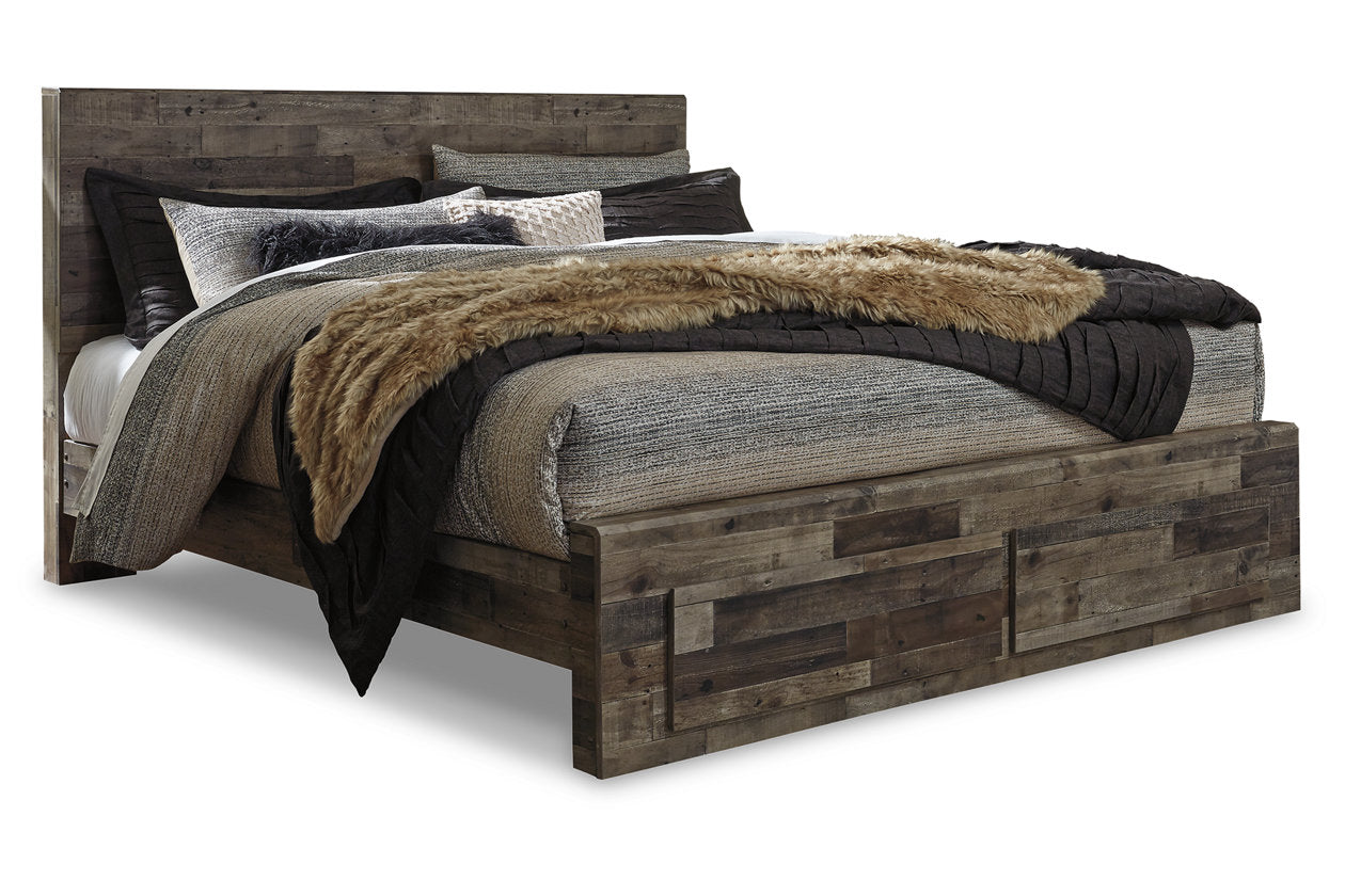 Derekson Multi Gray King Panel Bed with 2 Storage Drawers - SET | B100-14 | B200-58 | B200-56S | B200-95 - Luna Furniture - Dallas Store