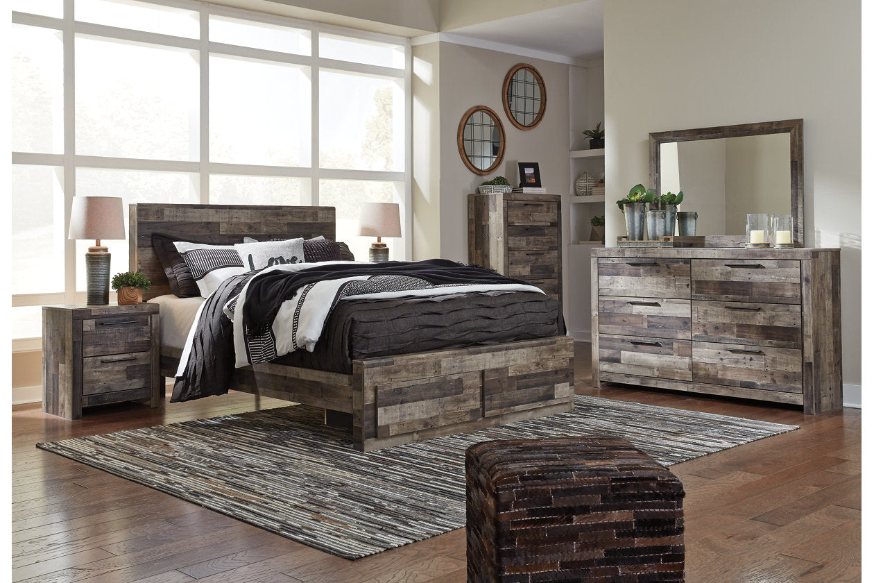 Derekson Multi Gray King Panel Bed with 2 Storage Drawers - SET | B100-14 | B200-58 | B200-56S | B200-95 - Luna Furniture - Dallas Store