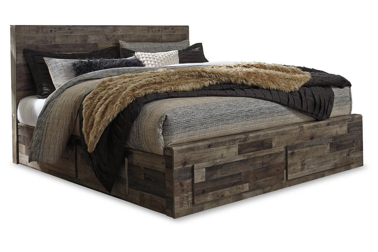Derekson Multi Gray King Panel Bed with 6 Storage Drawers - SET | B100-14 | B200-58 | B200-56S | B200-60(2) - Luna Furniture - Dallas Store