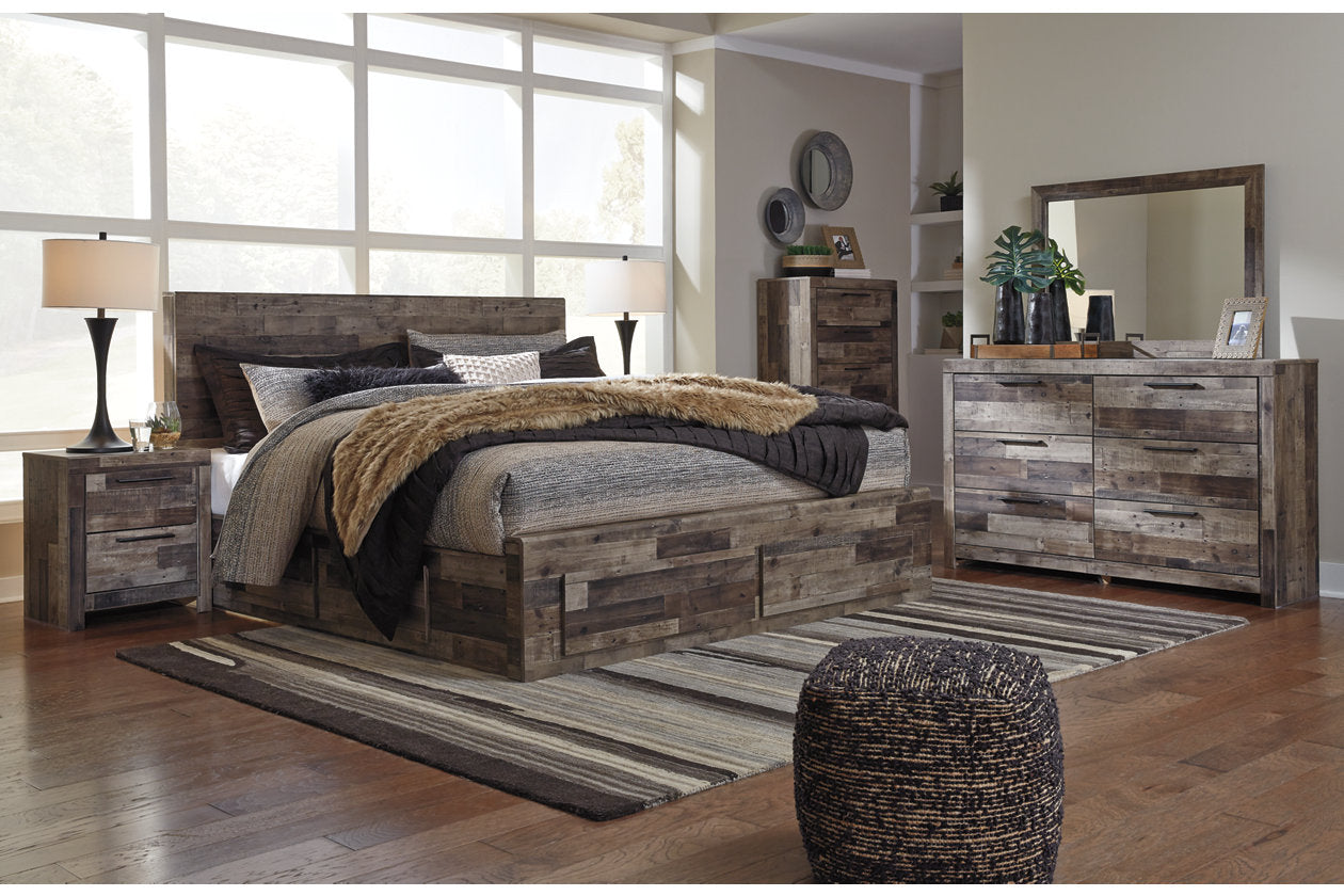 Derekson Multi Gray King Panel Bed with 6 Storage Drawers - SET | B100-14 | B200-58 | B200-56S | B200-60(2) - Luna Furniture - Dallas Store