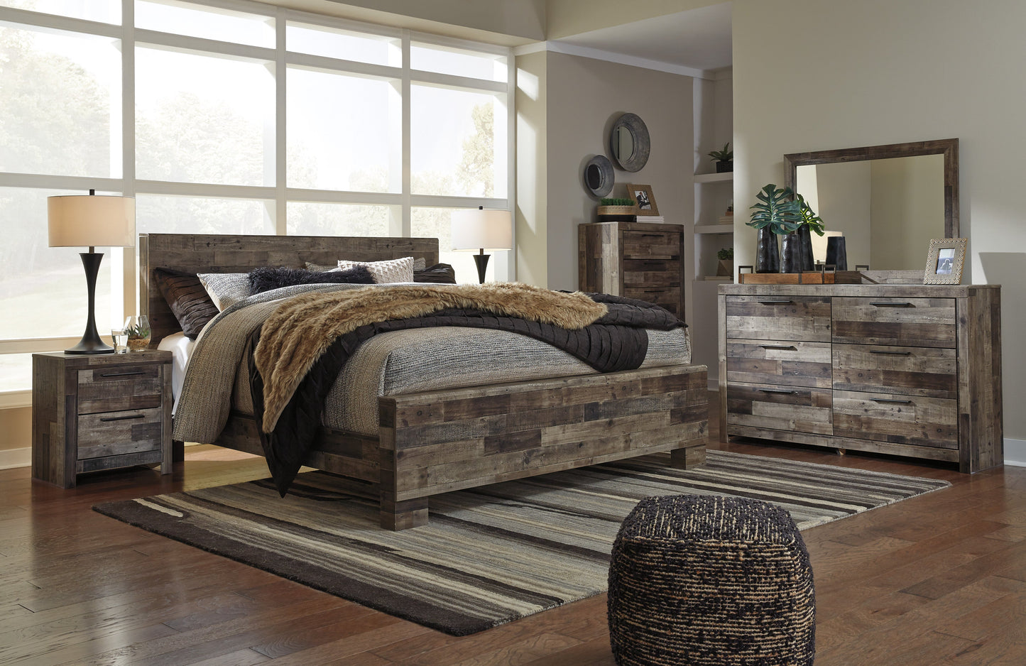 Derekson Multi Gray Panel Bedroom Set - SET | B200-56 | B200-58 | B200-97 | B200-31 | B200-36 | B200-92 - Luna Furniture - Dallas Store