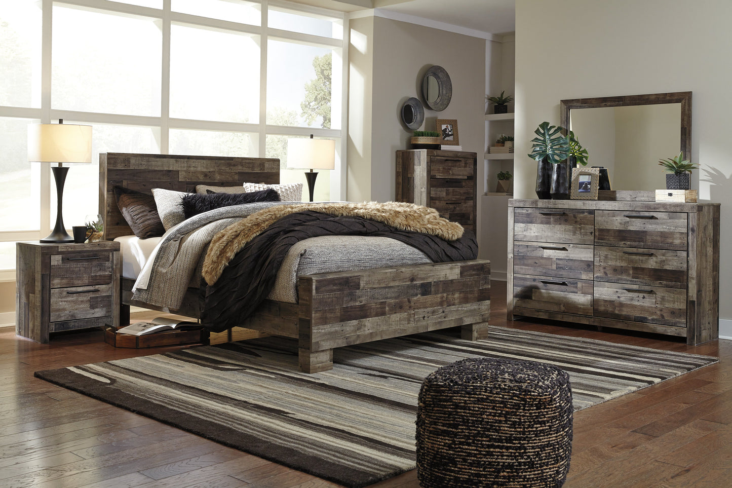 Derekson Multi Gray Panel Bedroom Set - SET | B200-56 | B200-58 | B200-97 | B200-31 | B200-36 | B200-92 - Luna Furniture - Dallas Store