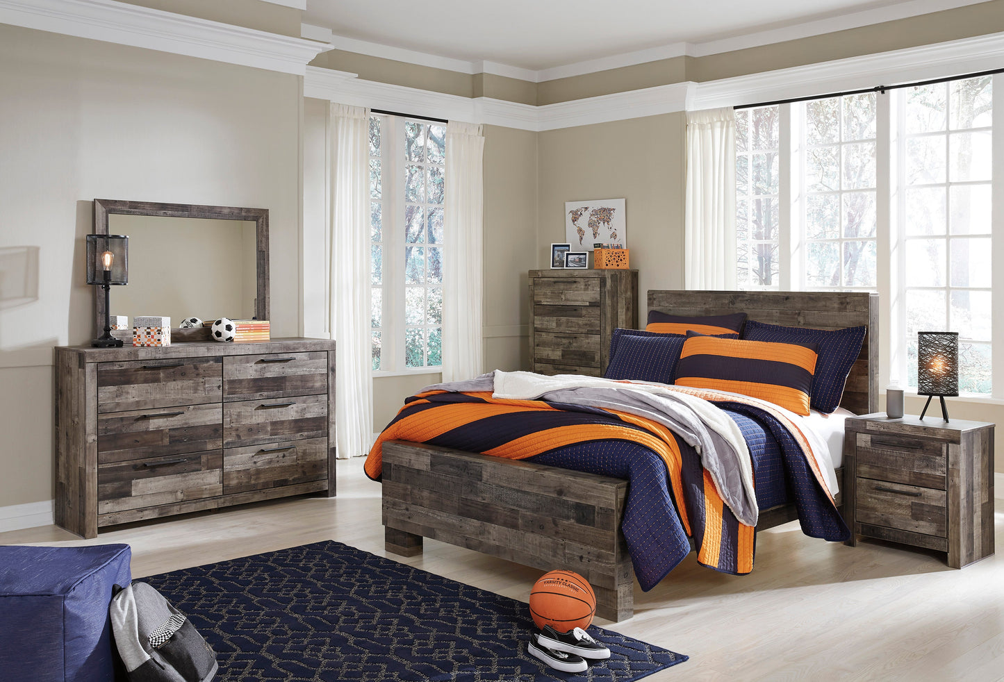 Derekson Multi Gray Panel Youth Bedroom Set - SET | B200-84 | B200-87 | B200-86 | B200-31 | B200-36 - Luna Furniture - Dallas Store