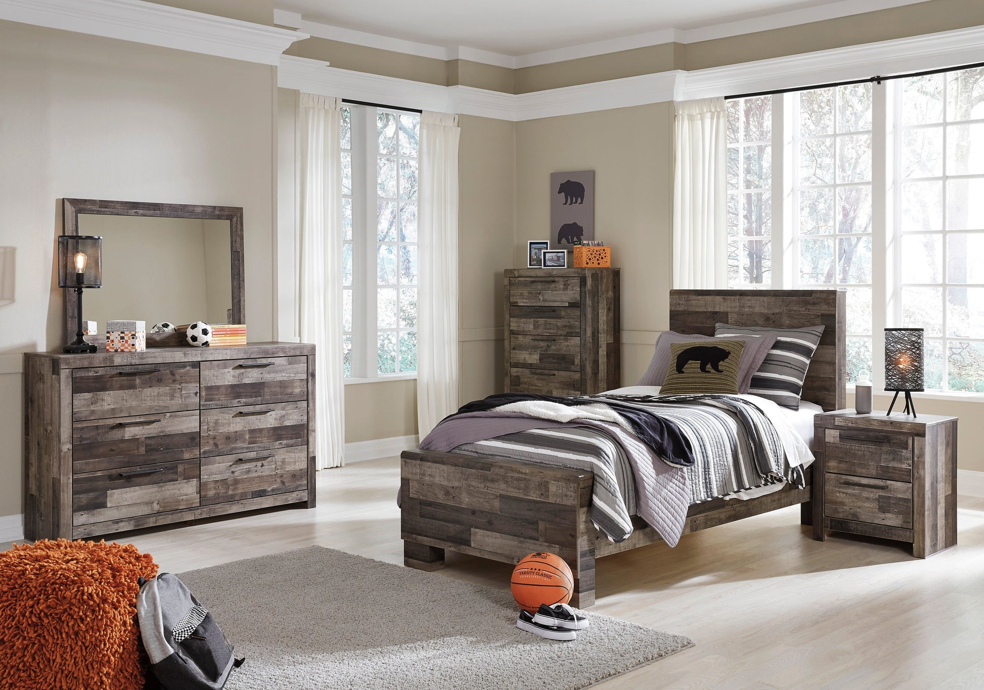 Derekson Multi Gray Panel Youth Bedroom Set - SET | B200-84 | B200-87 | B200-86 | B200-31 | B200-36 - Luna Furniture - Dallas Store