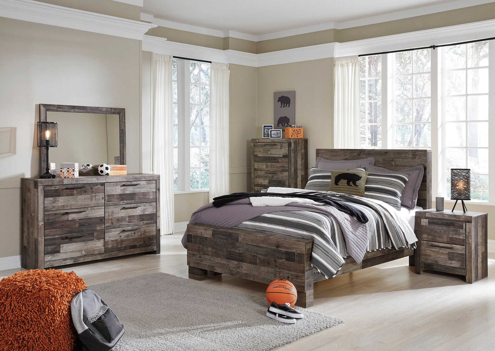 Derekson Multi Gray Panel Youth Bedroom Set - SET | B200-84 | B200-87 | B200-86 | B200-31 | B200-36 - Luna Furniture - Dallas Store